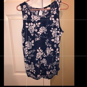 Blue and white floral top